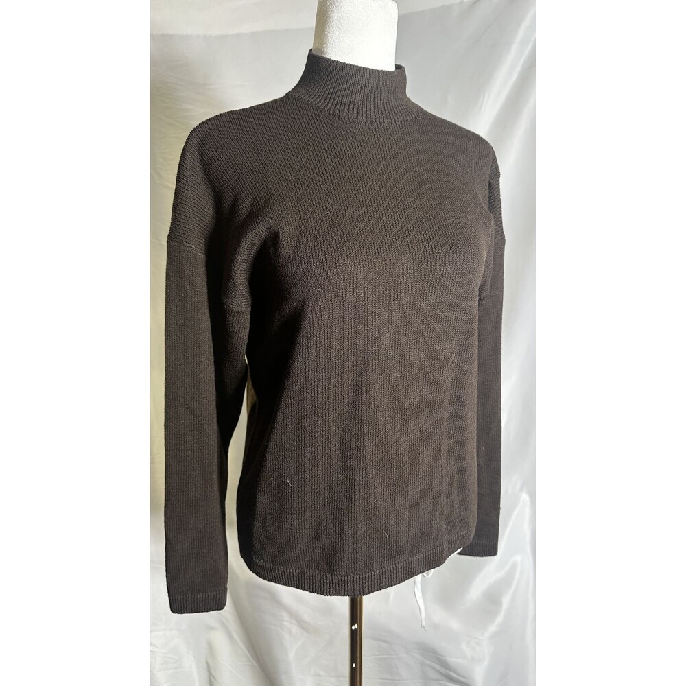 St John Knit Mock Neck Brown Sweater Sz 6